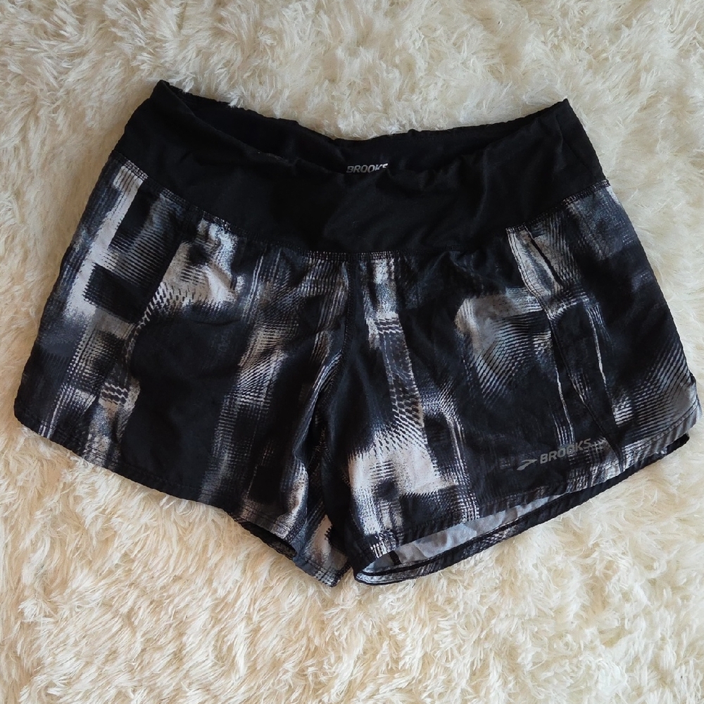 Brooks Black and White Athletic Running Shorts
